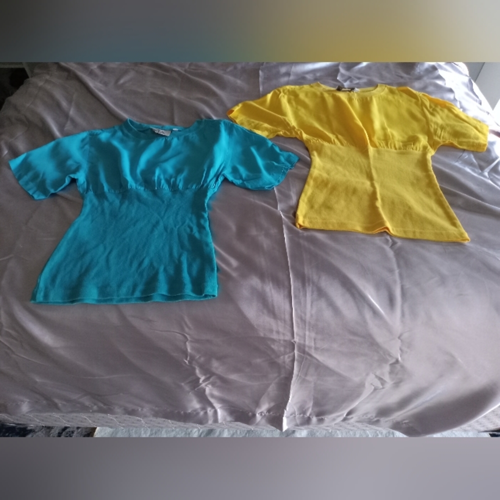 100% cotton, short sleeves / cinched waist. No tags but brand new.